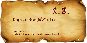 Kapsa Benjámin névjegykártya
