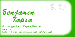 benjamin kapsa business card